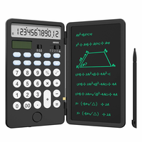 NEWYES Black Rechargeable 12 Digits Scientific Calculator with 6.5 Inch LCD Writing Tablet and Solar Energy Science Calc