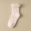 Coral velvet thickened warm home lace princess socks for Mommy and Me