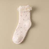 Coral velvet thickened warm home lace princess socks for Mommy and Me