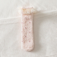 Coral velvet thickened warm home lace princess socks for Mommy and Me