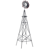 253 cm Ornamental Windmill Metal Wind Mill with Ground Stakes-Grey
