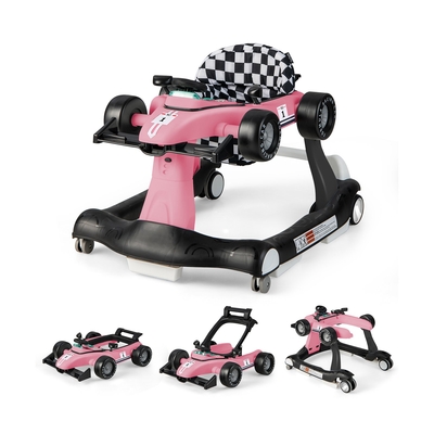 4-in-1 Baby Push Walker with
Adjustable Height and
Speed-Light Pink