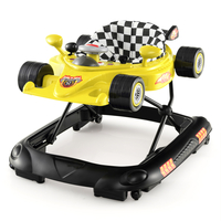 4-in-1 Foldable Baby Walker with Adjustable Height and Detachable Tray-Yellow