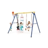 4-in-1 Heavy Duty Swing Set with 1 Basketball Hoop and 1 Adjustable Belt Swing-Blue & Yellow