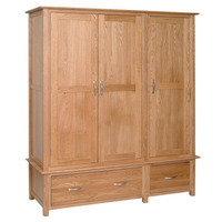 Triple Light New Oak Wardrobe with Drawers