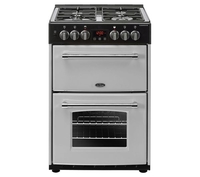 BELLING Farmhouse 60DF Dual Fuel Cooker - Silver & Black