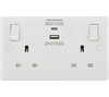 BG ELECTRICAL 822UAC30 Double Wall Socket with USB Type-C & USB - White