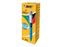 BIC 4 Colours Grip - 4 colour ballpoint pen - black,  red,  blue,  green (pack of 12)
