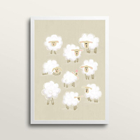 Herd Of Sheep - Art Print (in large A2 white frame)